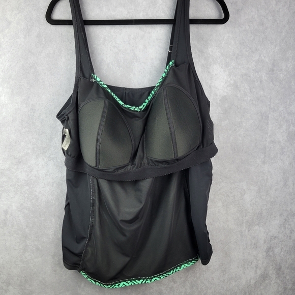 Black and Green Patterned Women's Swim Top - Picture 5 of 9